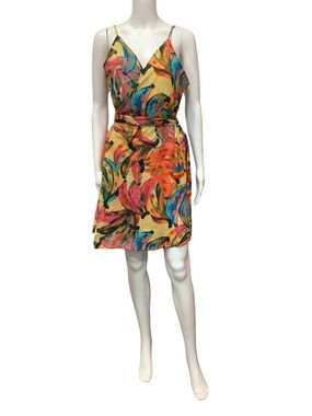 Farm Rio Dress Sleeveless Wrap Banana Print Size: M